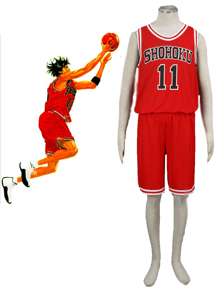 Slam Dunk Kaede Rukawa The Shohoku High School basketball team Uniform Red Number 11 Cosplay Costume
